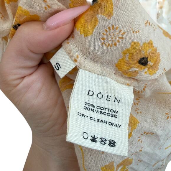 Doen Carnation Floral Ruffle Belted Tie Waist Maxi Dress Costal Boho Yellow Sz S - Picture 6 of 9